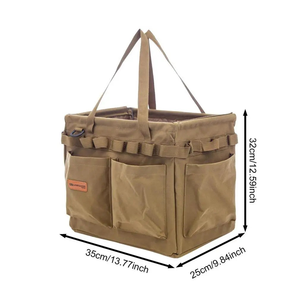 Camp Trunk Organizer - Large Capacity Camping Storage Bag - Delicate Leather