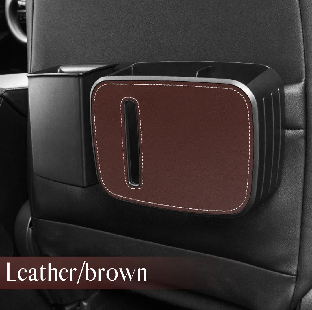 Car Seat Back Organizer Leather Rear Row Storage Box With Hook Cup Holder Universal Stuff Holder Trash Cans Interior Accessories