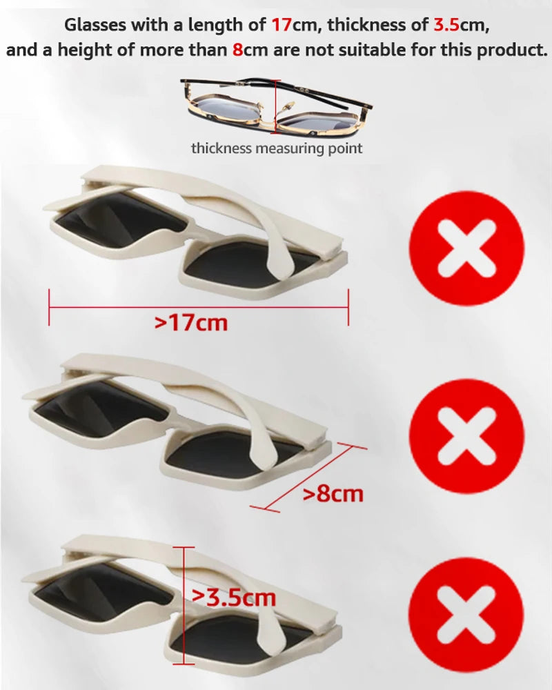 Premium Car Glasses Holder Case - Sunglasses and Eyeglasses Organizer for Car Sun Visor - Glasses Storage Solution - Delicate Leather