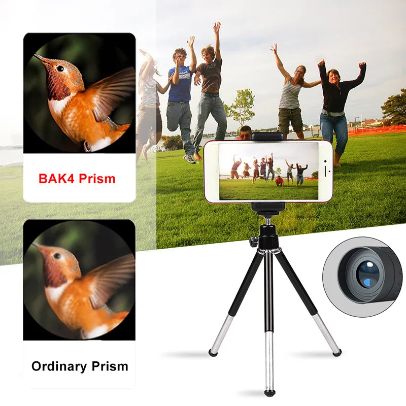 High-Definition 2000x24 Mini Monocular Telescope with Mobile Phone Holder - Compact and Portable for Outdoor Camping, Hunting, and Birdwatching Adventures