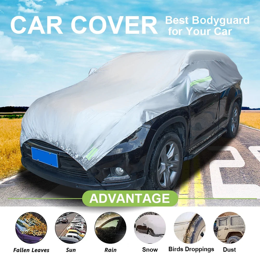 Half Car Cover SUV Car Body Covers - 5.45M x 2.45M Outdoor Indoor Dust-proof UV Resistant Automobile Accessories for Car Care