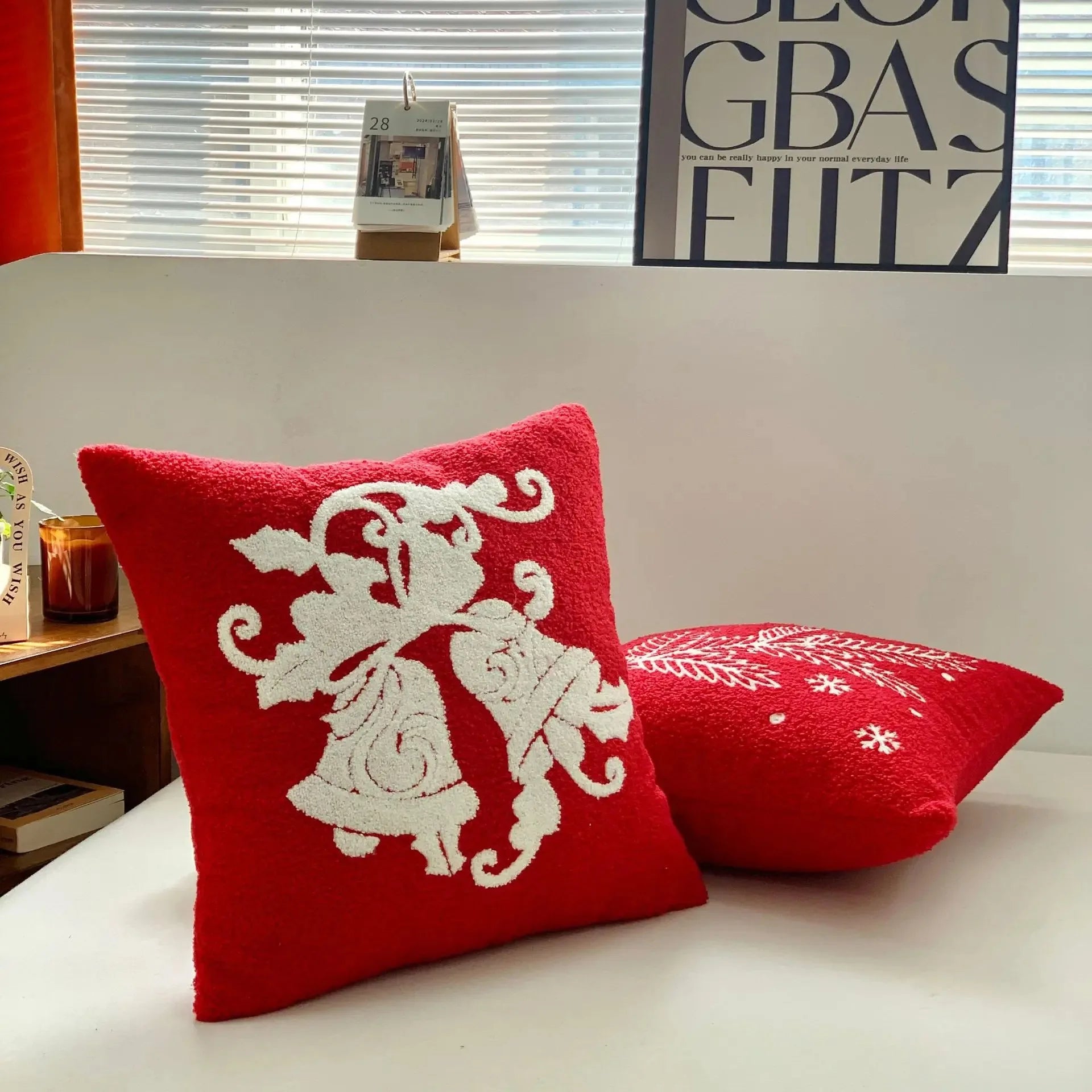Merry Christmas Deer Snowflake Cushion Cover Headrest Pillow Case