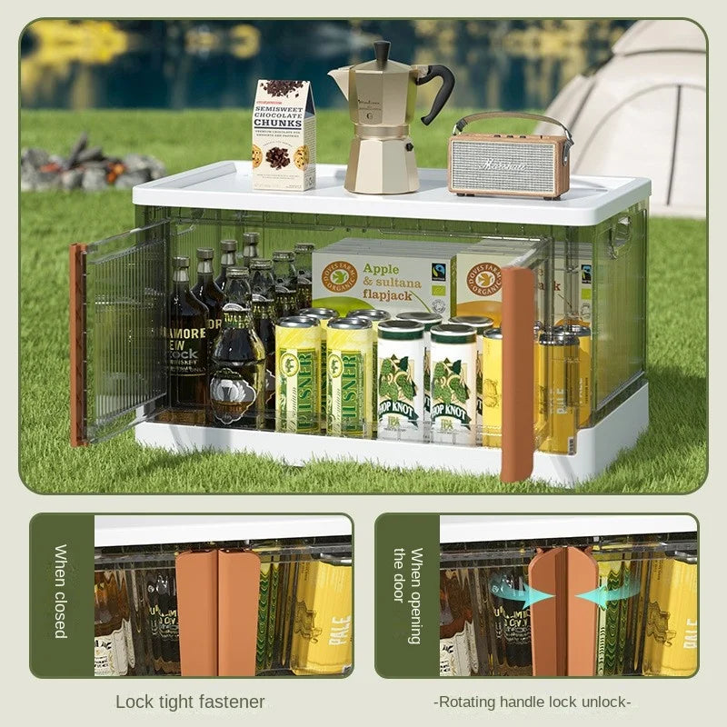 Outup Store Outdoor Camping Storage Box Folding Box Car Trunk Table Double Door Picnic Storage Kamp Car Camping Campismo Picnic - Delicate Leather