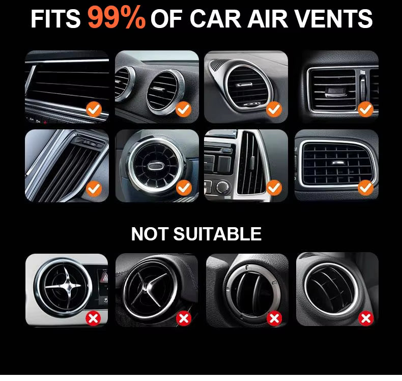 Magnetic Car Phone Holder with Cooling Fan, Aroma Diffuser & RGB Ambient Light - Delicate Leather