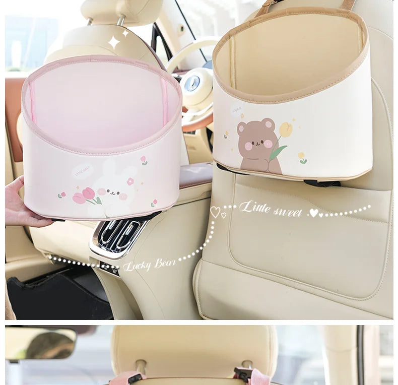 Girly Car Seat Middle Box Handbag Holder - Hanging Storage Bag Organizer - Delicate Leather
