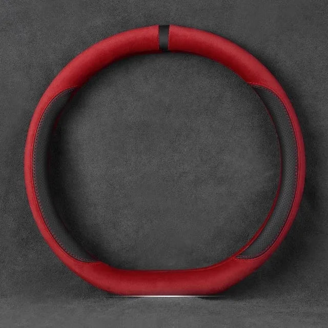 Velvet Steering Wheel Cover with Silicone Anti-Slip - Delicate Leather