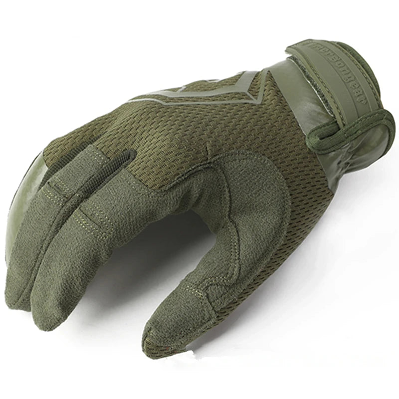 Outdoor Light Tactical Gloves Military Training Army Sport Climbing Shooting Hunting Riding Cycling Full Finger Anti-Skid Mittens - Delicate Leather
