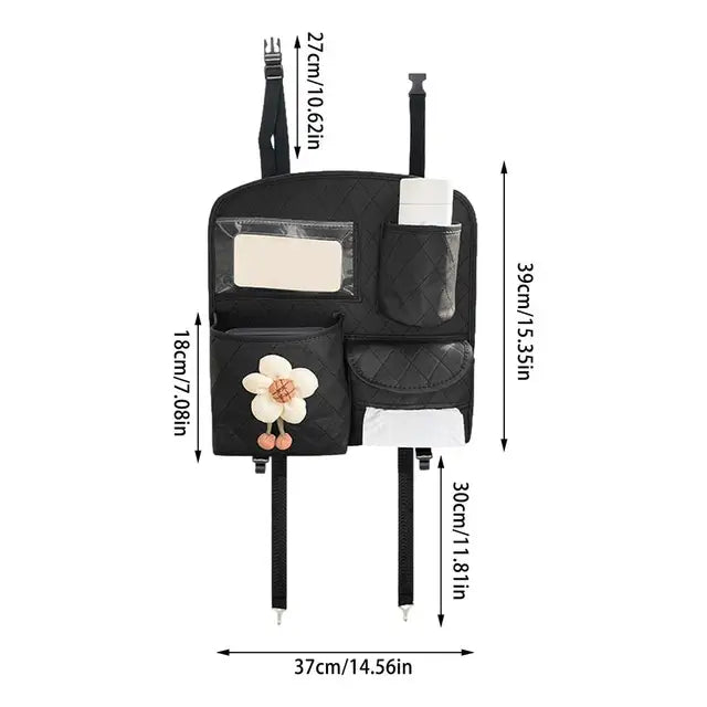 Car Rear Seat Organizer - Cute Multifunctional Backseat Organizer and Travel Accessories for Vehicle, Custom Fit For Your Cars, Car Accessories - Delicate Leather