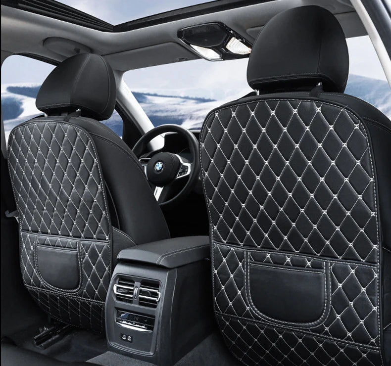 Car Seat Back Anti-Kick Protector Pad - Waterproof PU Leather Cover for Interior Protection and Cleanliness - Delicate Leather