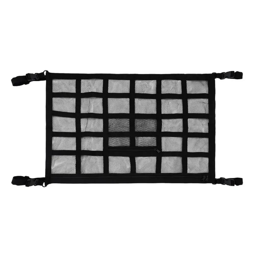 Car Ceiling Storage Net Cargo Storage for Car, Space-Saving Large Capacity Roof Luggage Net for Car RV - Delicate Leather