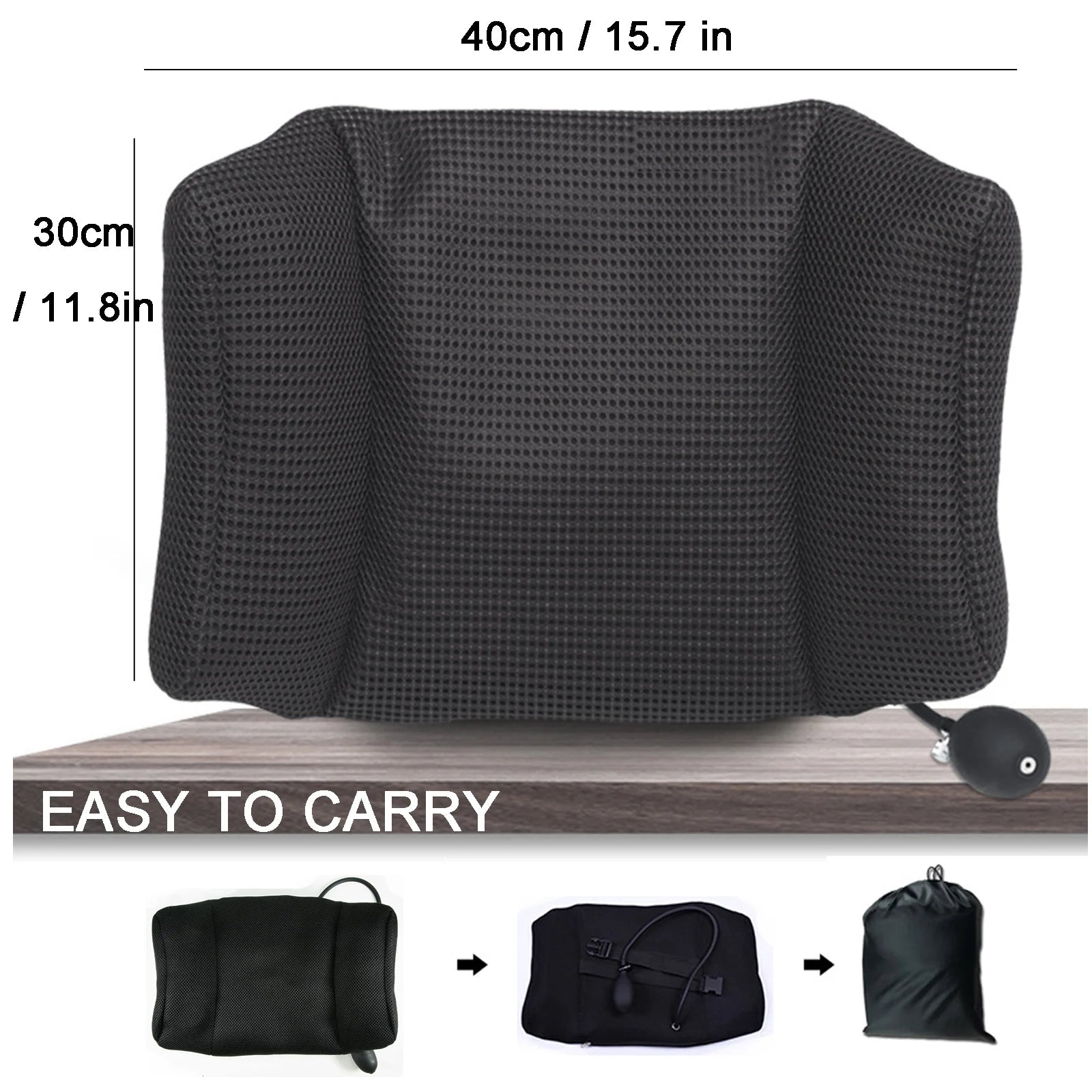 1Pcs BYEPAIN Portable Inflatable Lumbar Support Cushion/ Massage Pillow for Travel Office Car Camping to Wais Back Pain Relief - Delicate Leather