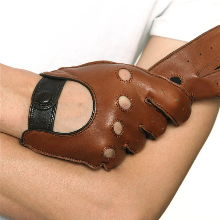 New Arrival Men's Goatskin Leather Full Finger Riding and Driving Gloves - Delicate Leather
