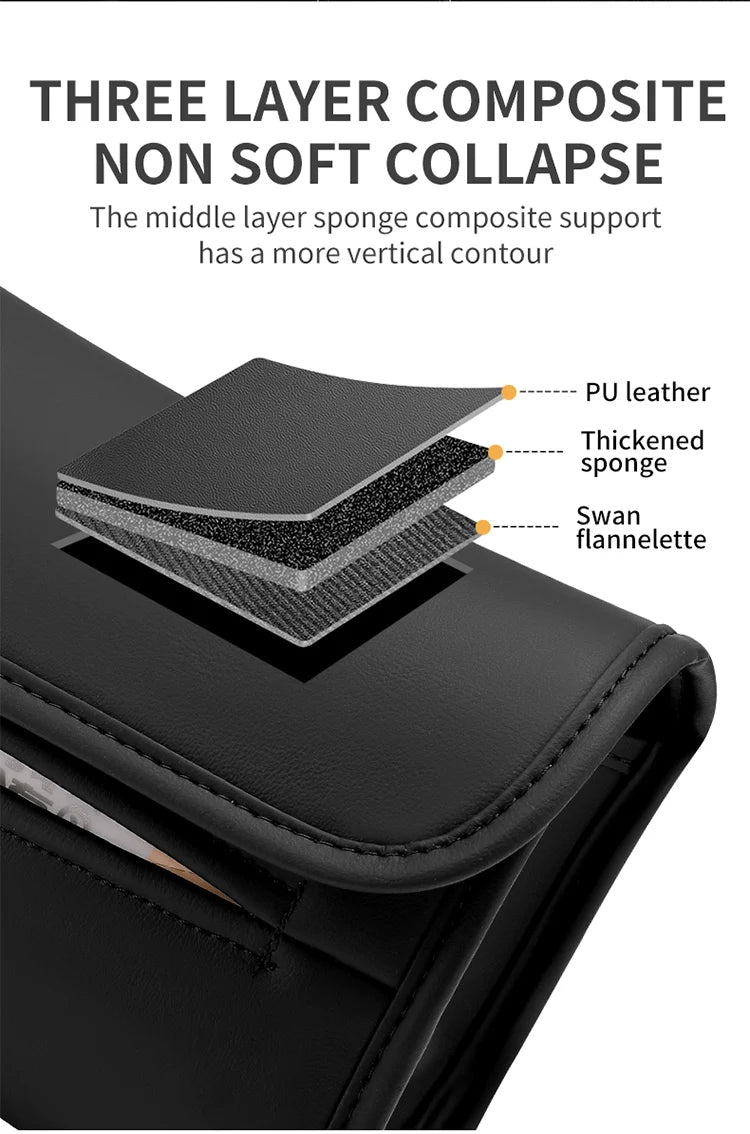 Leather Car Tissue Box Cover for Sun Visor, Seat Back, and Armrest - Suede Texture Tissue Holder for Car Interior - Multi-Position Installation Tissue Storage Case - Available in Red, Brown, and Black - Delicate Leather