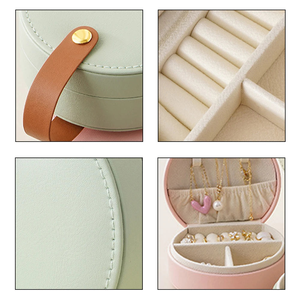 Mini Jewelry Organizer Display Travel Jewelry Case - Portable Handbag Jewelry Box Leather Storage - Delicate Leather