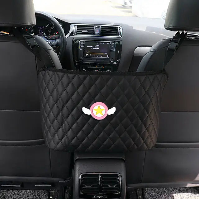Car Storage Hanging Bag with Net Pockets - Perfect for Girls - Delicate Leather