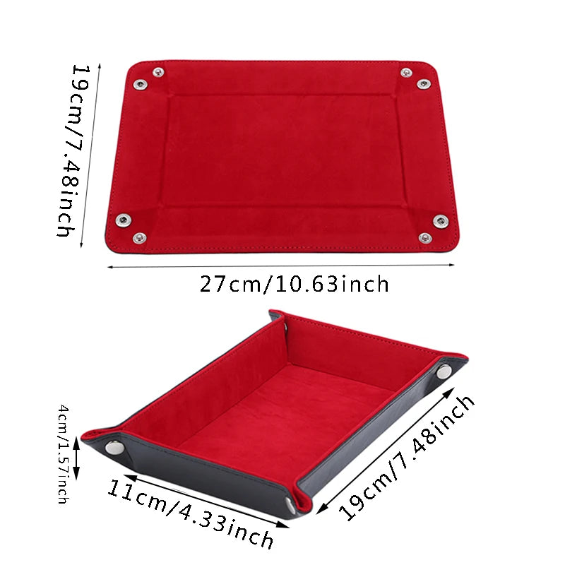 Creative Foldable Dice Tray Box - PU Leather Folding Coin Square Tray, Dice Game Key Coin Candy Jewelry Storage Box - Delicate Leather
