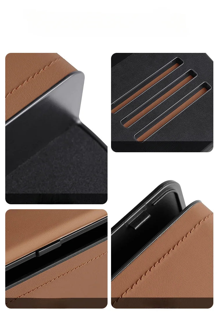 Car Seat Gap Filler Organizer, Custom For All Cars, PU Leather Storage Box - Car Side Gap Seat Organizer and Front Slot Gap Filler with USB Charging Port - Delicate Leather