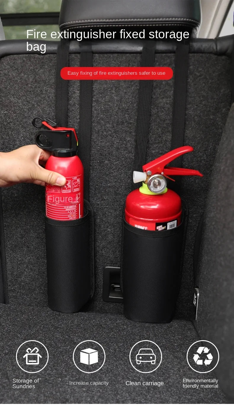 Car Fire Extinguisher Storage Bag - Trunk Seat Back Holder Hanging Bag