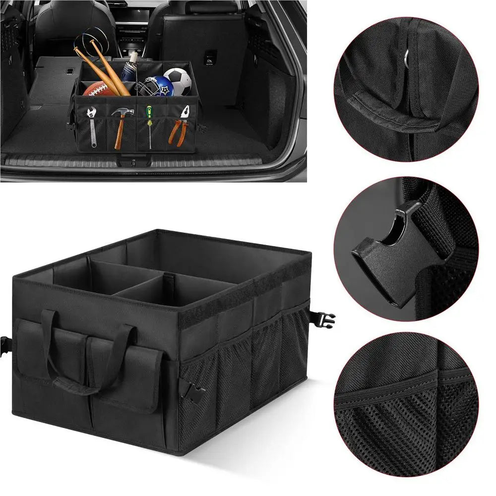 Car Trunk Storage Organizer - Waterproof Multi-Pocket Collapsible Cargo Storage Bag - Delicate Leather