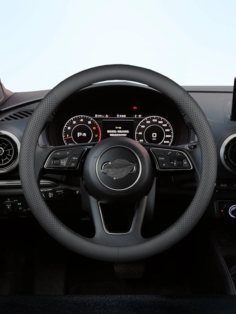 Universal Car Steering Wheel Cover - All-Season Use - Delicate Leather