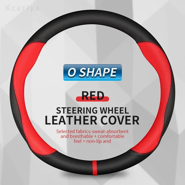 Carbon Fiber Leather Car Steering Wheel Cover - Fit for Car - Delicate Leather