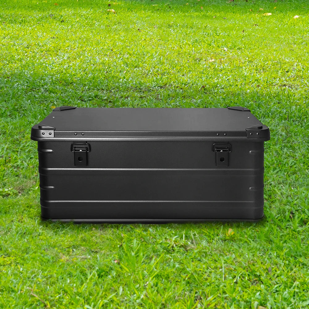 Black Aluminum Alloy Storage Box for Camping, Household, and Car Trunk - Delicate Leather