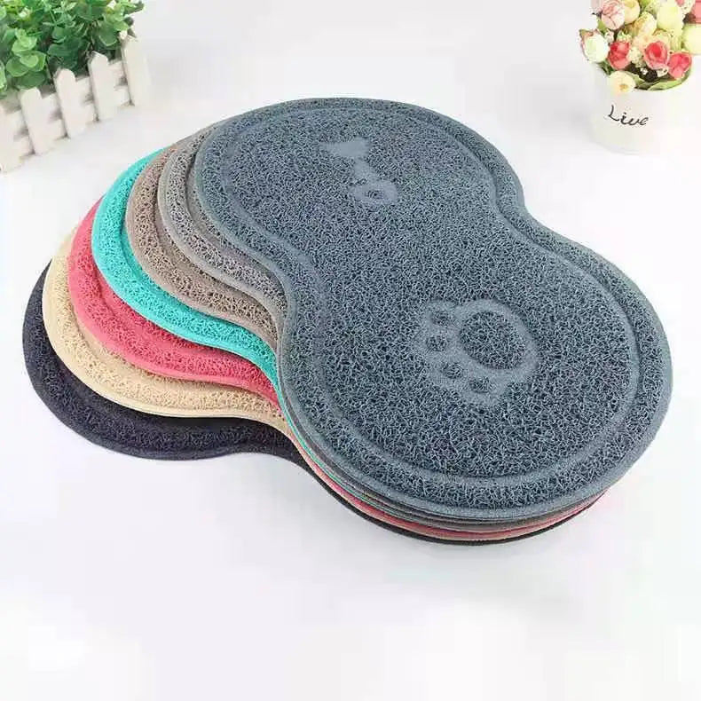 Pet Feeding Mat Dog Cat Eating Drinking Bowl Pad Waterproof Pet Litter Mat Puppy Water Food Dish Tray PVC Feed Placemat for Pet - Delicate Leather