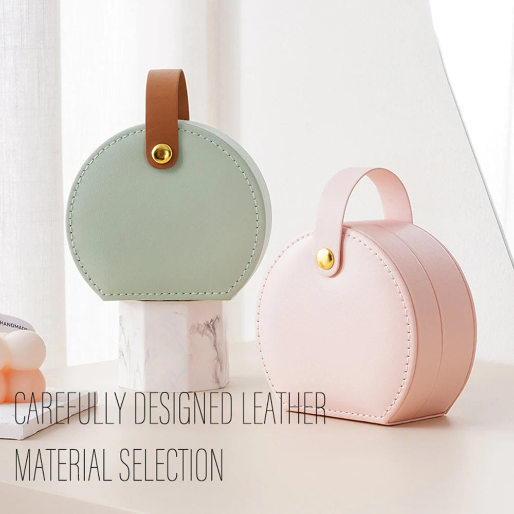 Mini Jewelry Organizer Display Travel Jewelry Case - Portable Handbag Jewelry Box Leather Storage - Delicate Leather