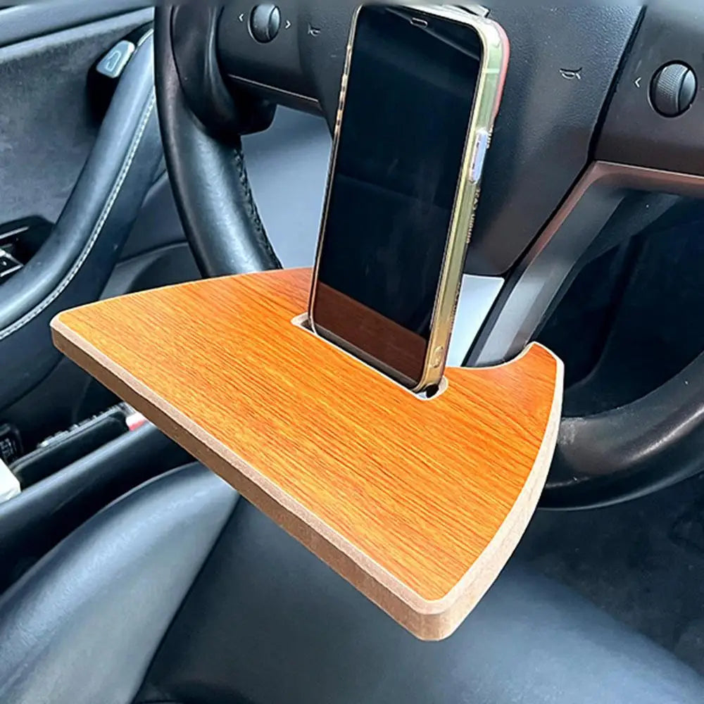 Auto Steering Wheel Desk - Car Travel Table, Food Eating Tray, Laptop and Drink Desk Mount Stand - Delicate Leather