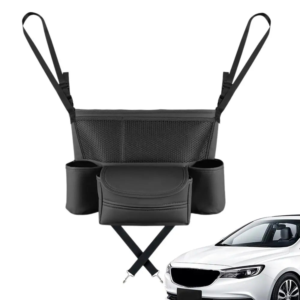 Car Net Pocket Purse Holder - Multifunctional PU Leather Handbag Holder - Delicate Leather