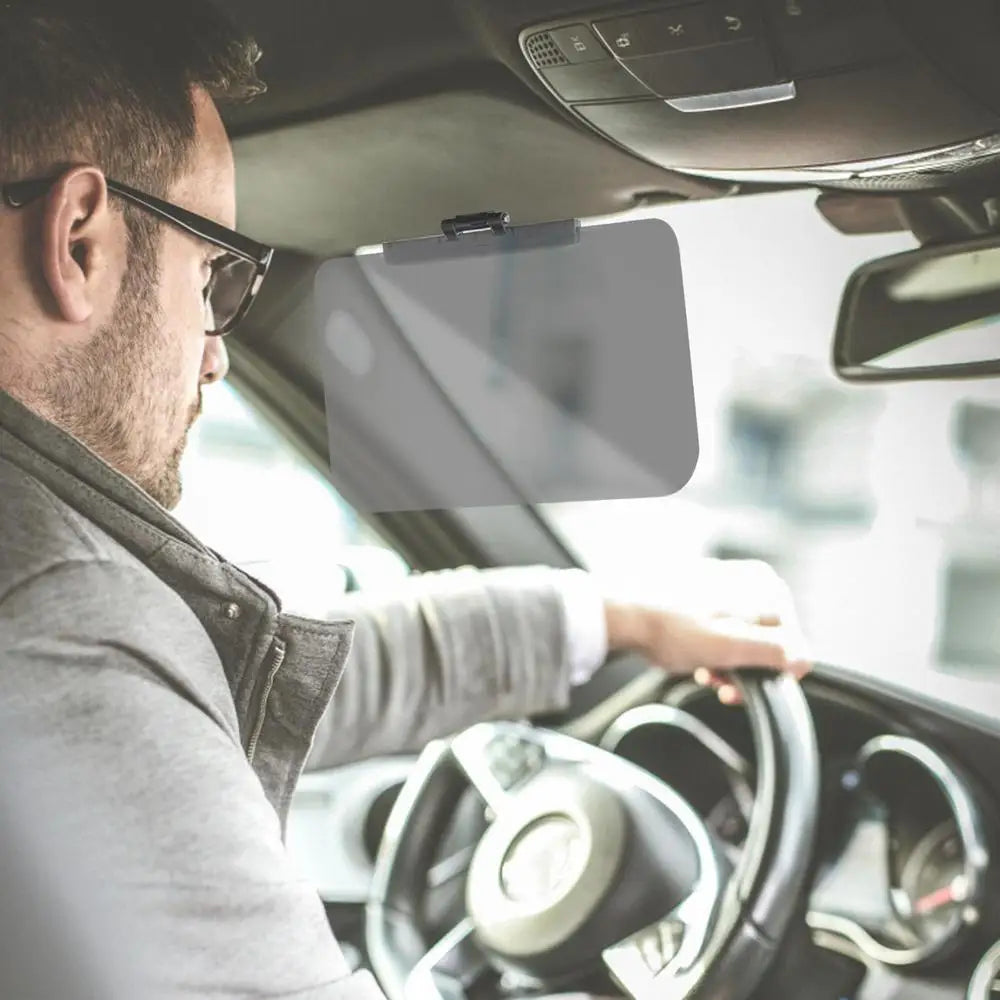 Universal Polarized Sun Visor Anti-Glare Sunshade Extender for Car - Protect from Sun Glare and UV Rays - Easy to Install, Adjustable Size - Suitable for Both Driver's and Passenger's Side - Delicate Leather