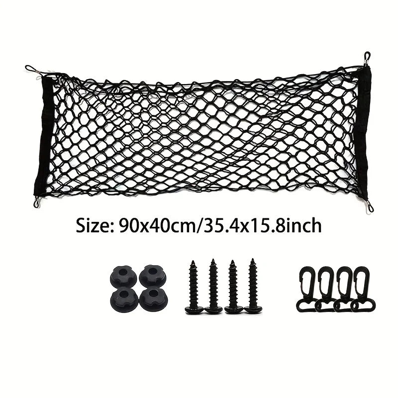 Rear Cargo Nets for SUV - Adjustable Car Trunk Cargo Storage Organizer Mesh Net - Delicate Leather