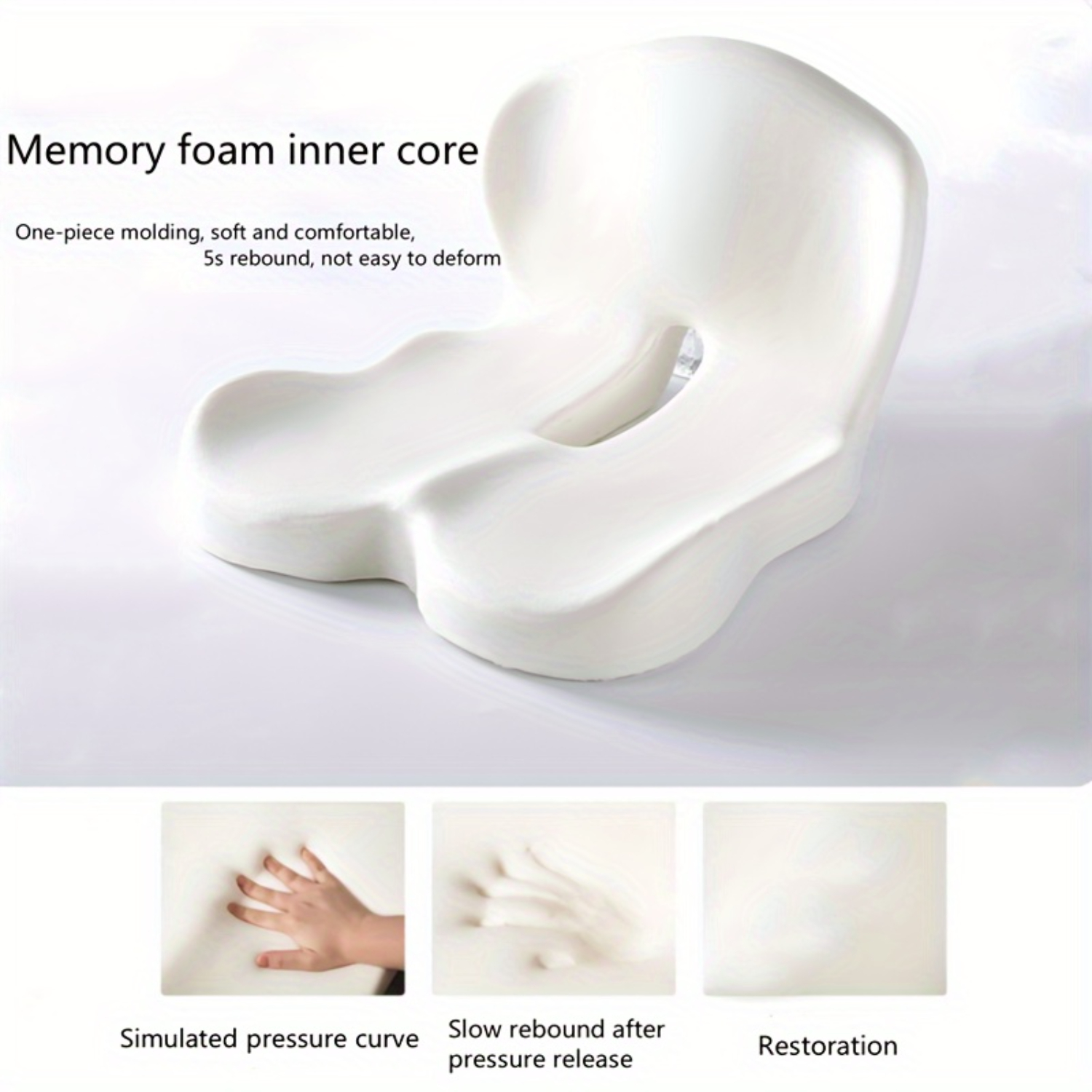 Memory Foam Lumbar Support Seat Cushion – Office Chair, Car Back Pillow for Comfort & Posture - Delicate Leather