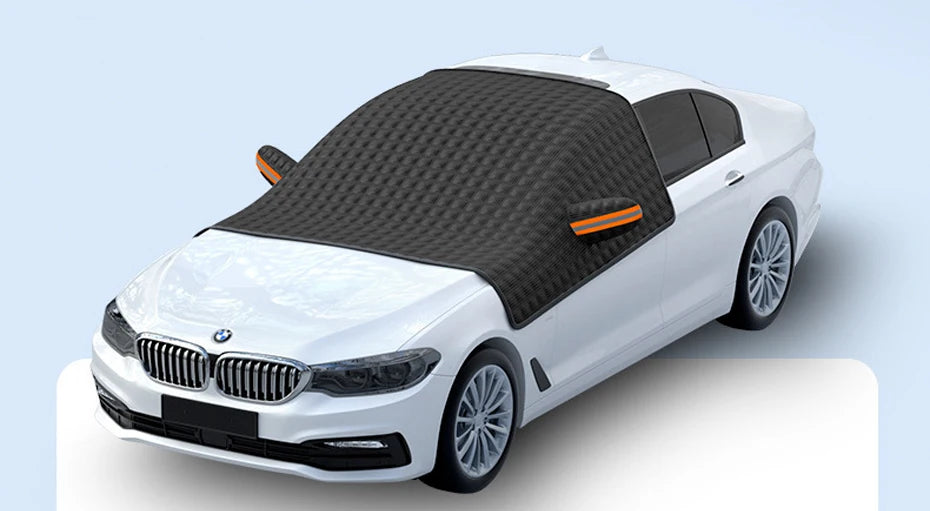 Car Windshield Cover - Waterproof Snow Shield, Winter Outdoor Sunshield Half Protector for Cars, SUVs, and Commercial Vehicles - Delicate Leather