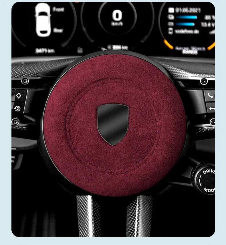 Car Steering Wheel Horn Cover Trim - Suede Interior Decorative Accessories - Delicate Leather