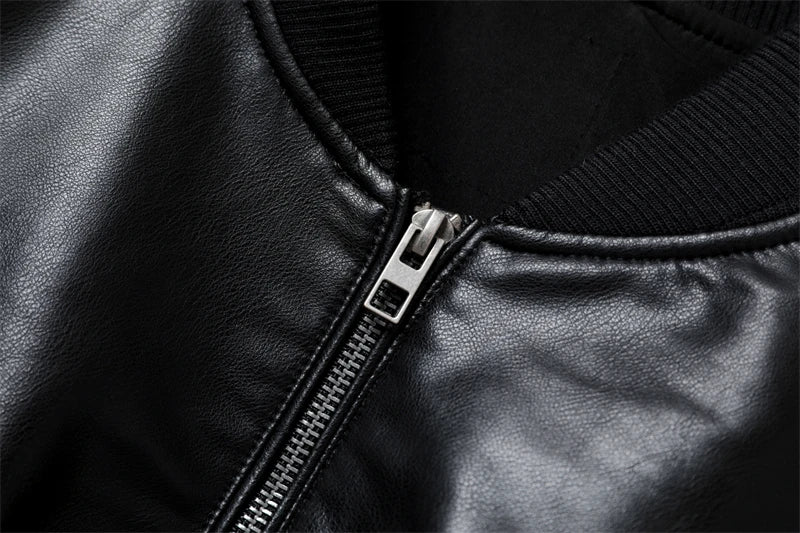 Women's 2024 New Vintage Imitation Leather Bomber Jacket Coat - Women's Style