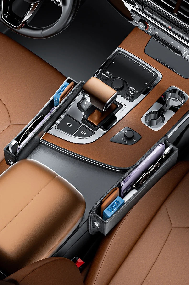 Nappa Car Seat Gap Organizer Leather Seat Crevice Storage Box Interior Car Accessories - Delicate Leather