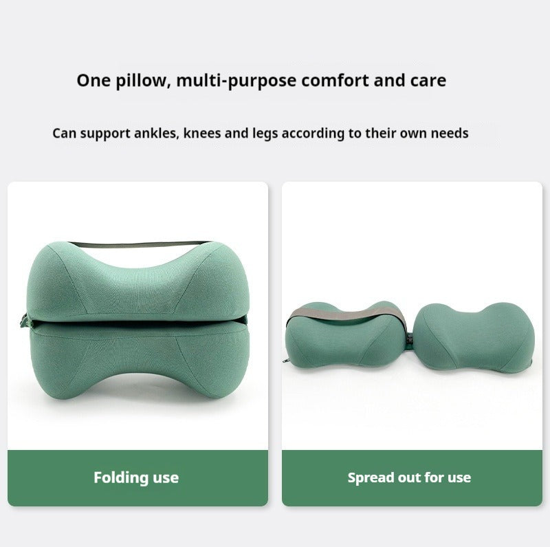 Cooling Memory Foam Contoured Leg Pillow – Relief for Sciatica, Back, and Knee Pain, Enhancing Spine Alignment - Delicate Leather