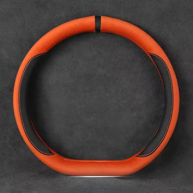 Velvet Steering Wheel Cover with Silicone Anti-Slip - Delicate Leather