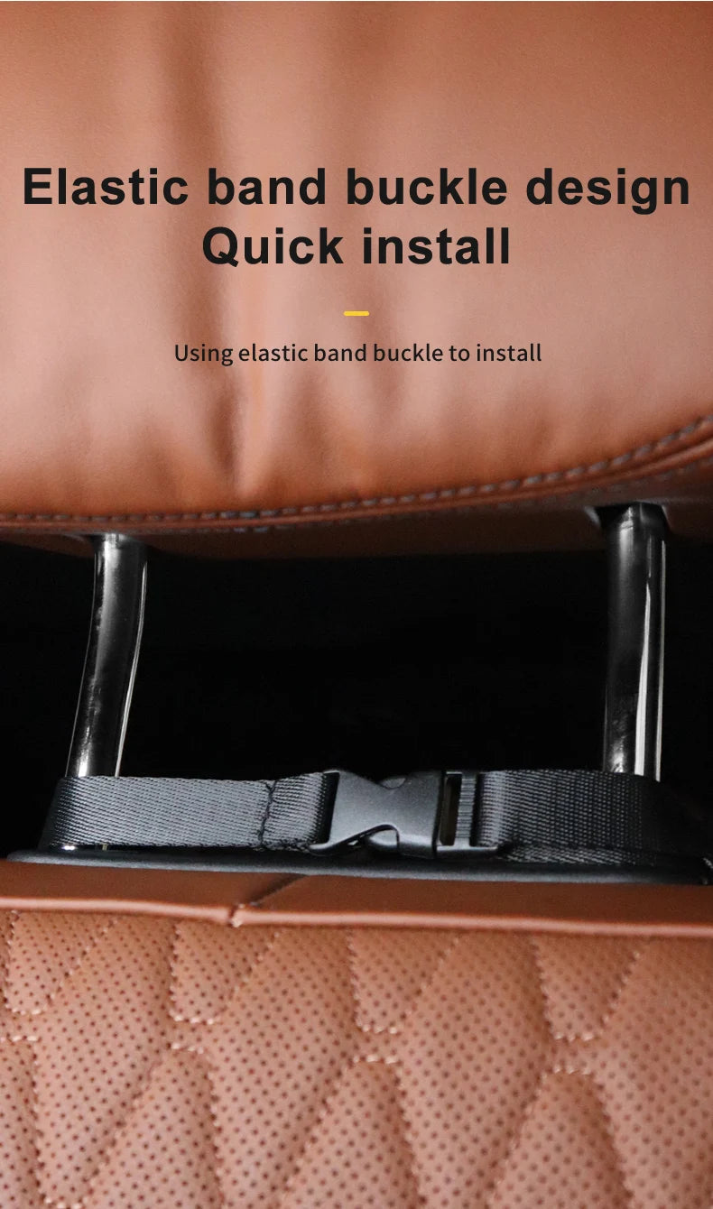 PU Leather Car Seat Back Organizer - Multifunctional Large Capacity Storage Bag with Tissue Holder and Auto Accessories - Delicate Leather