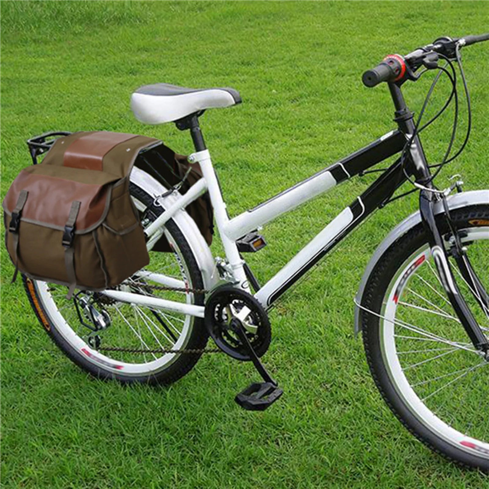 Motorbike Large Capacity Saddle Bag - Motorcycle Travel Canvas Waterproof Panniers Box Side Tools Bag Pouch - Delicate Leather