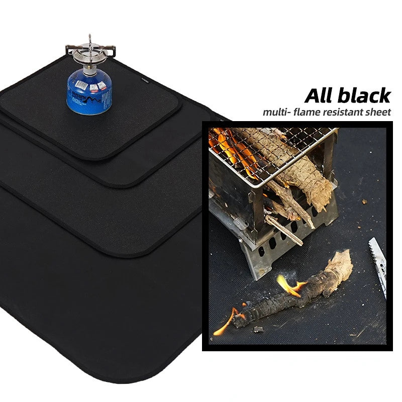 Fireproof Outdoor Camping Grill Mat - Silicone-Coated, Flame Retardant Protective Mat for Picnic and Barbecue, Essential BBQ Equipment - Delicate Leather