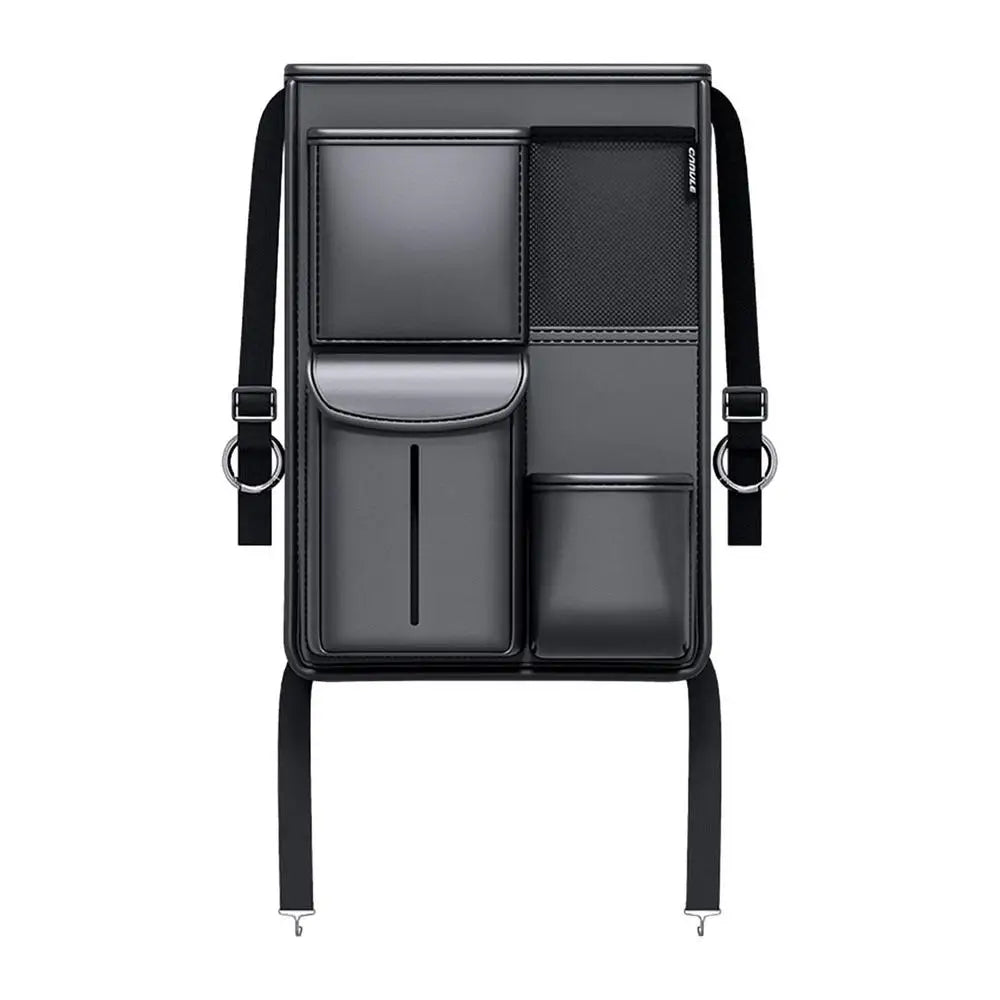 Car Front Seats Between Storage Bag - Auto Seat Back Handbag Holder and Tissue Box with Multiple Pockets - Delicate Leather