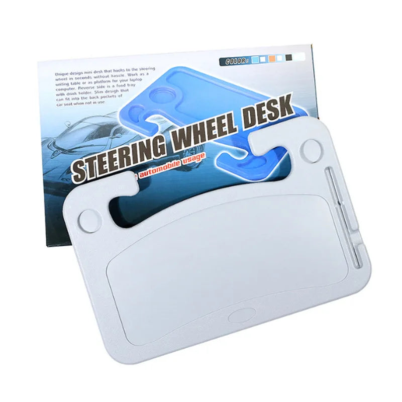 Multifunctional Car Table Desk - Steering Wheel Tray, Travel Portable Office Workbench, Dining Food Table, Laptop & Tablet Desk - Delicate Leather