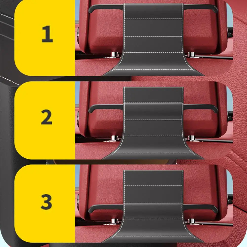 Car Seat Back Tissue Box with 2 Cup Holders and Auto Headrest Hook - 3-in-1 Car Backseat Storage Box Organizer - Delicate Leather