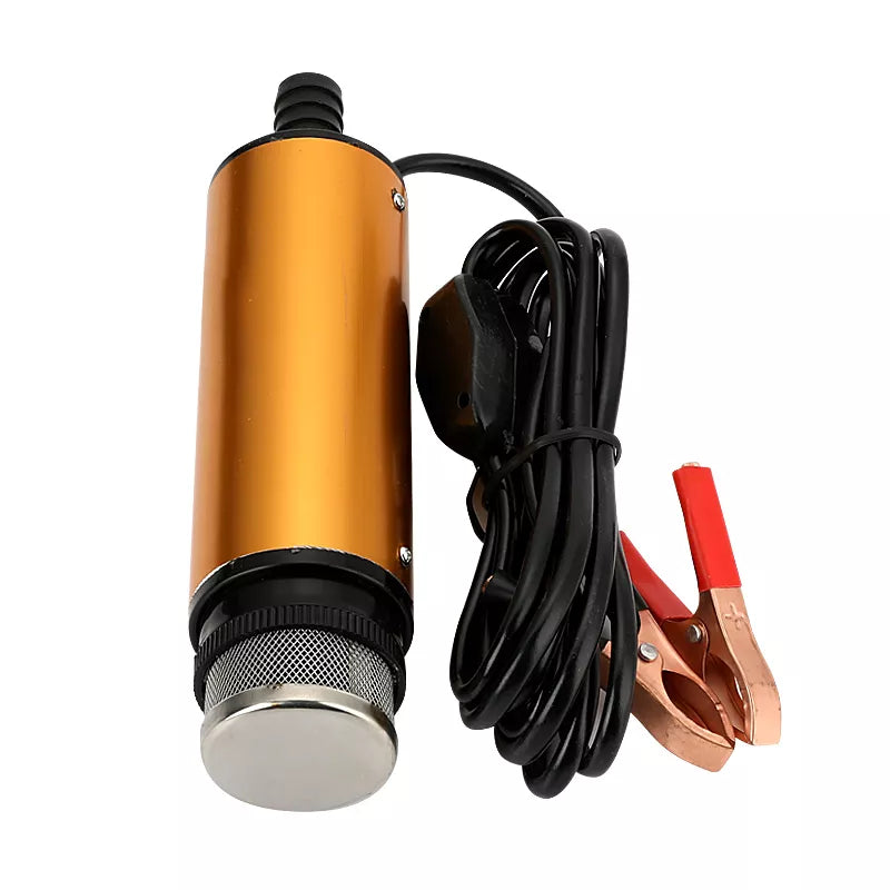 DC 12V Electric Diesel Fuel Pump 51mm 30L/min Lift 3m Water Oil Car Camping Fishing Submersible Transfer Switch Aluminum alloy - Delicate Leather