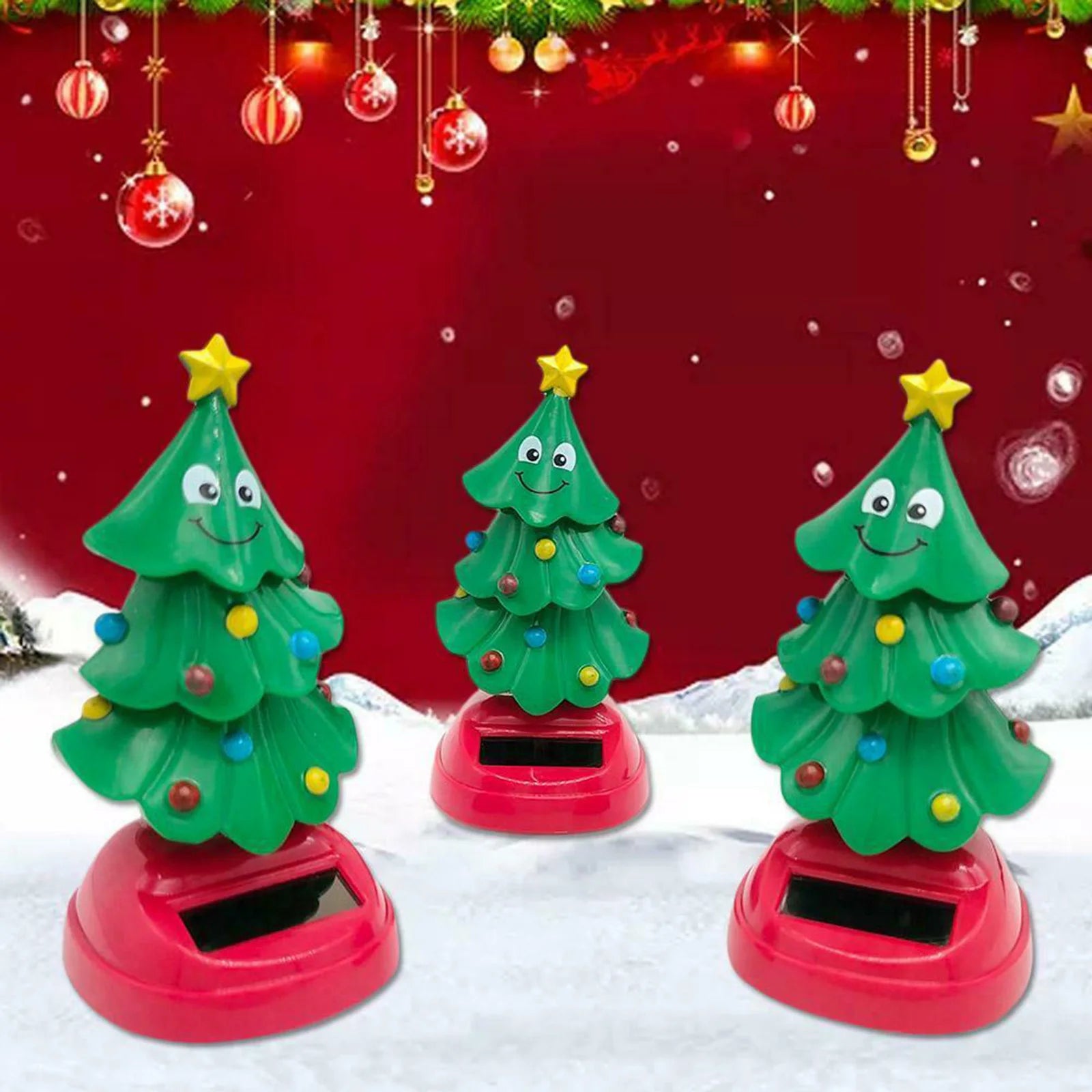 2023 Christmas Cute Car Ornament Solar Dancing Christmas Tree Snowman Santa Claus Elk Automatic Swing Car Interior Decoration