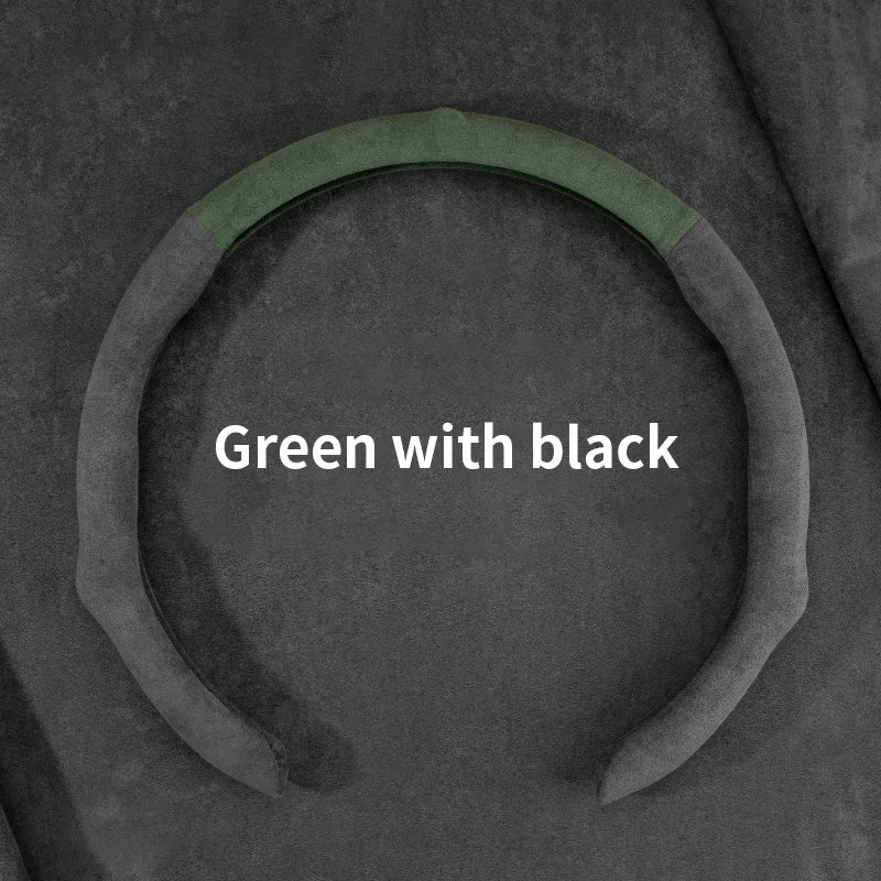 Steering Wheel Cover - Refitted Soft Plush, Flexible Anti-Skid All-Wrapped Steering Protector - Delicate Leather