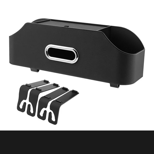 Car Multifunctional Leather Tissue Storage Box - Water Cup Holder and On-Board Seat Back Storage Bag, Custom Fit For Your Cars, Car Accessories - Delicate Leather