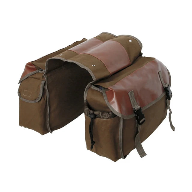 Motorbike Large Capacity Saddle Bag - Motorcycle Travel Canvas Waterproof Panniers Box Side Tools Bag Pouch - Delicate Leather